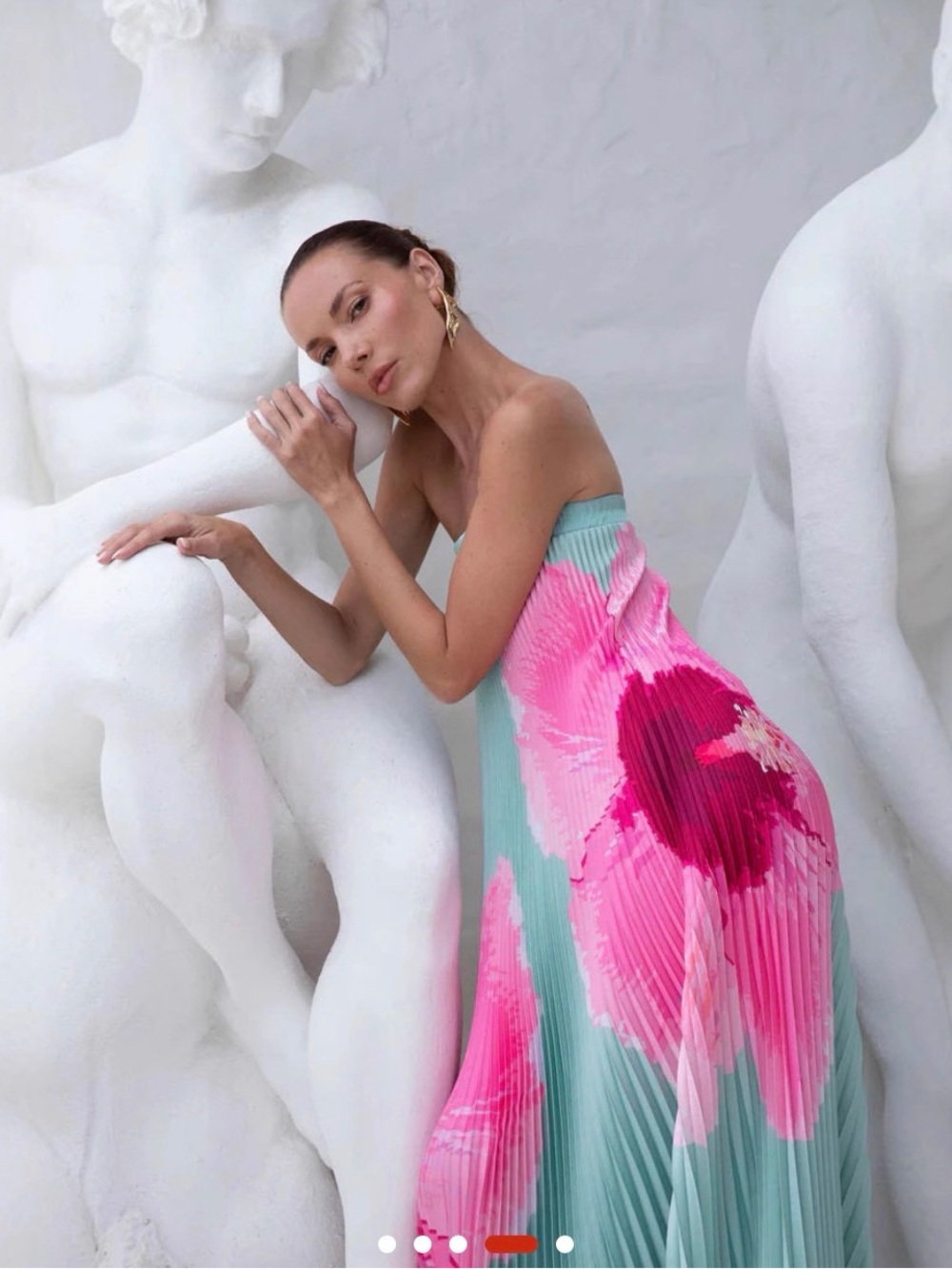 A Classy Chic Boutique Mint Green Strapless Pleated Maxi with Pink Floral - Picture 2 of 6